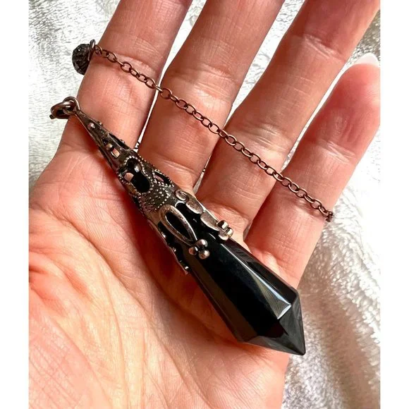 Amethyst or Obsidian Divination PENDULUM Necklace/ Pendant - Picture 8 of 11